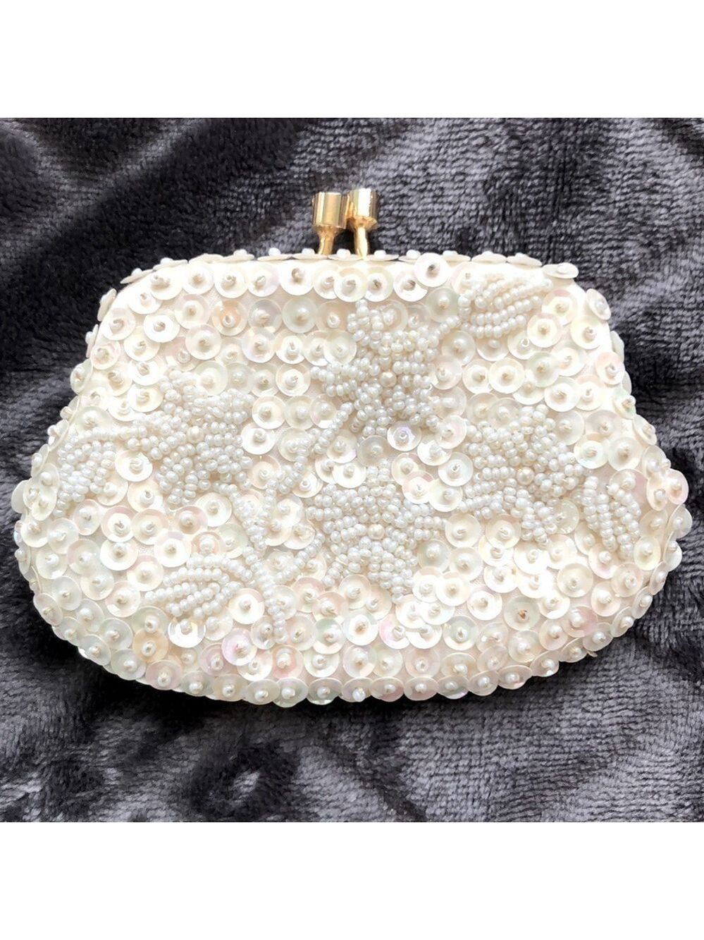 Vintage Handmade Delill Sequined and Beaded Coin Purse